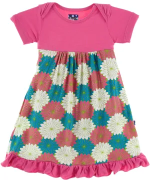 KicKee Pants Tropical Flowers Short Sleeve One Piece Dress Romper