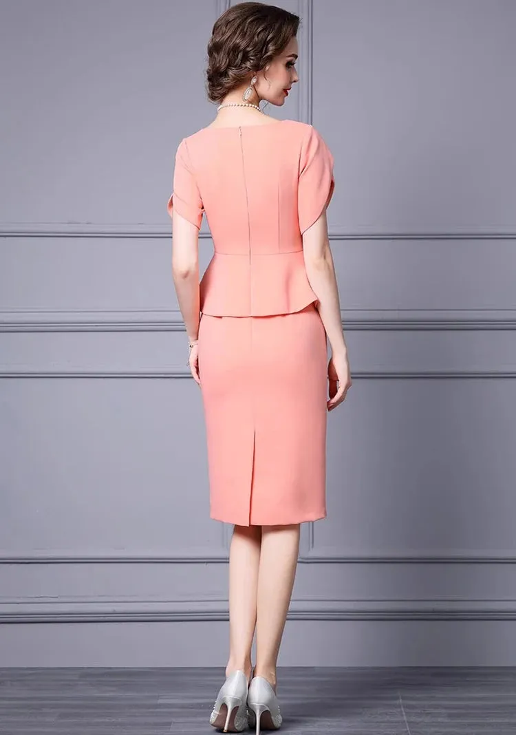 Kimora V-Neck Short sleeved Button Flounced Edge Slim-Fit Hip Wrap Dress