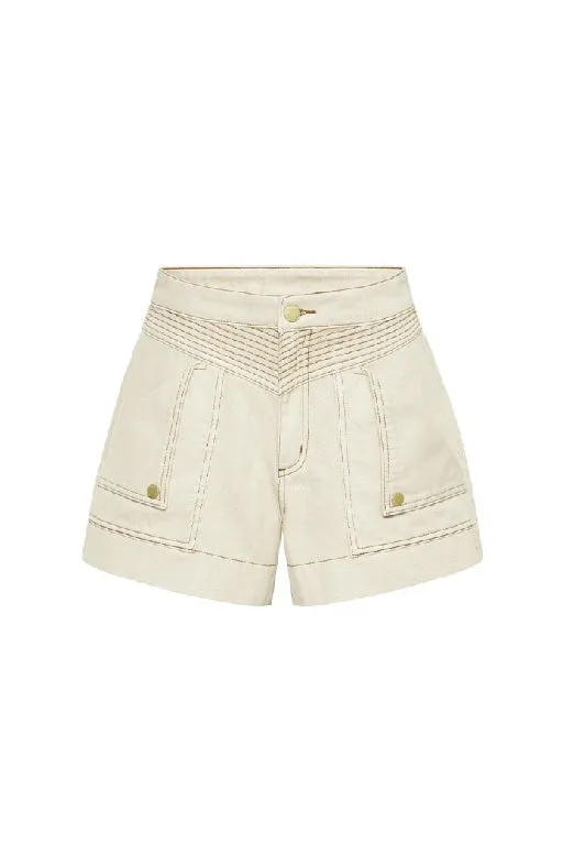 KIVARI - CELENE DENIM SHORT - CREAM