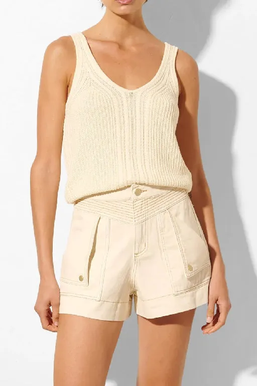 KIVARI - CELENE DENIM SHORT - CREAM
