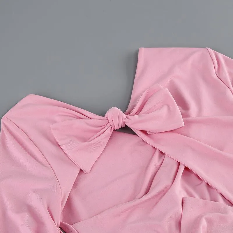 KNOTTED CUTOUT MAXI SLITS GOWN IN PINK