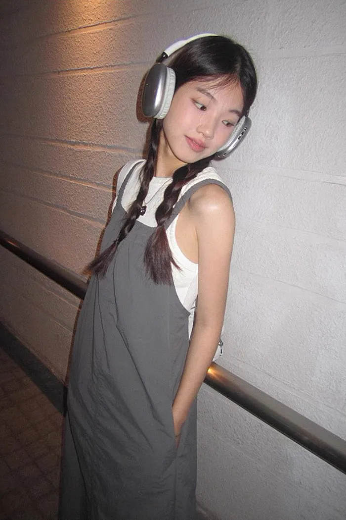 Korean A-line Long Skirt Suspender Dress