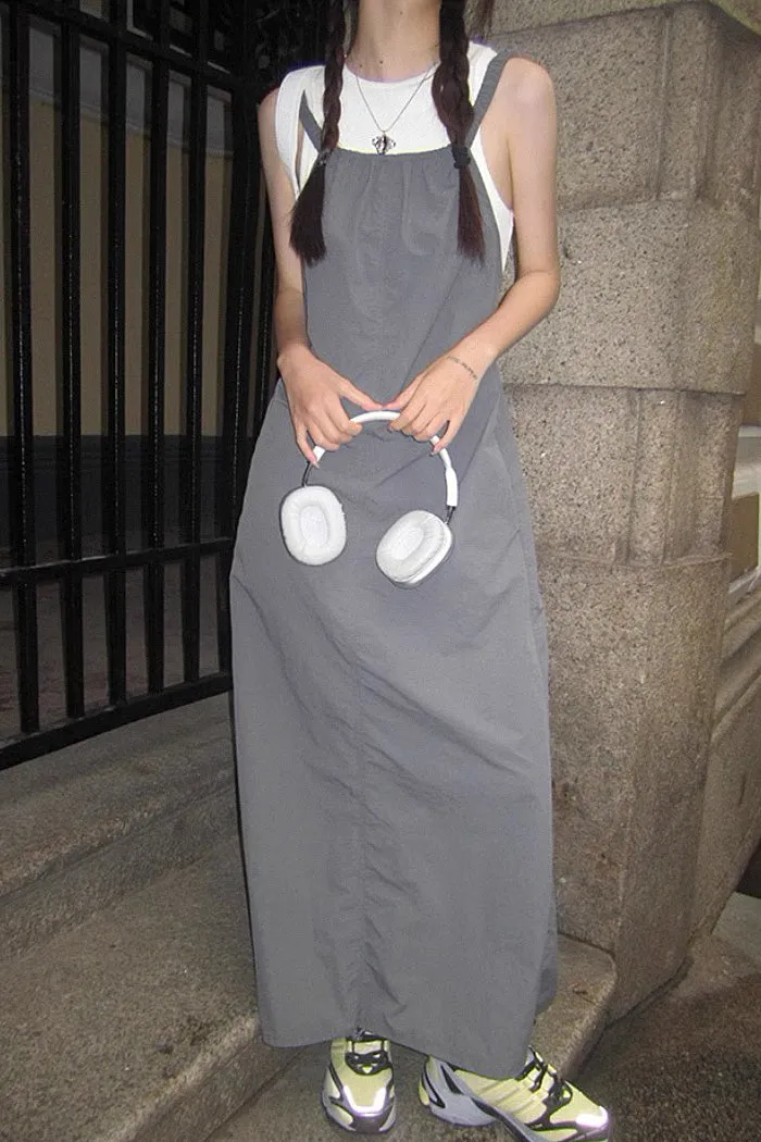 Korean A-line Long Skirt Suspender Dress
