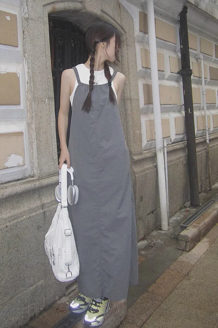 Korean A-line Long Skirt Suspender Dress