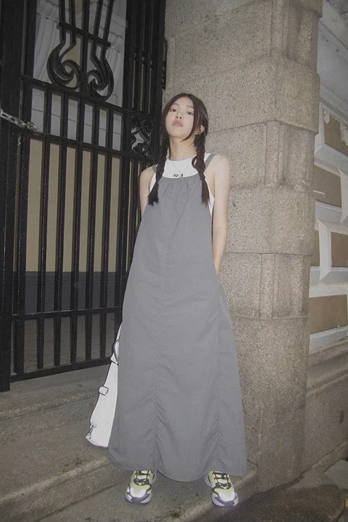 Korean A-line Long Skirt Suspender Dress