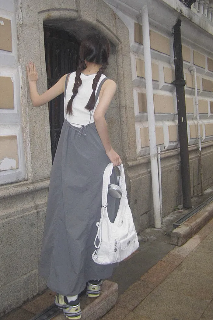 Korean A-line Long Skirt Suspender Dress