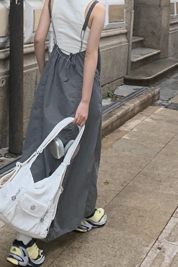 Korean A-line Long Skirt Suspender Dress