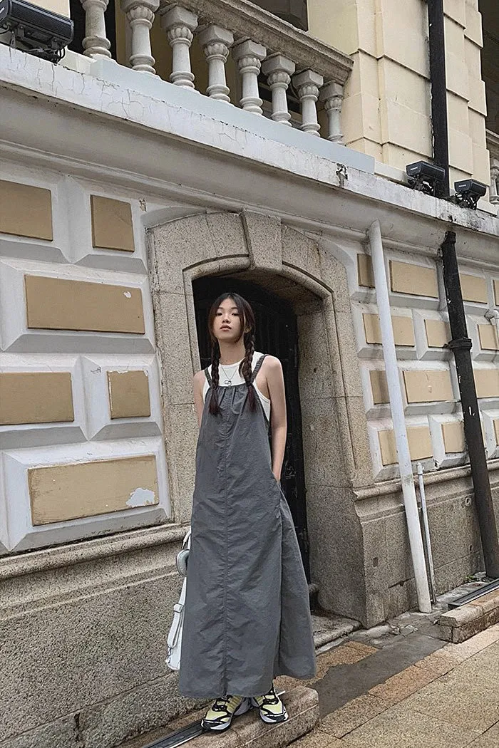 Korean A-line Long Skirt Suspender Dress