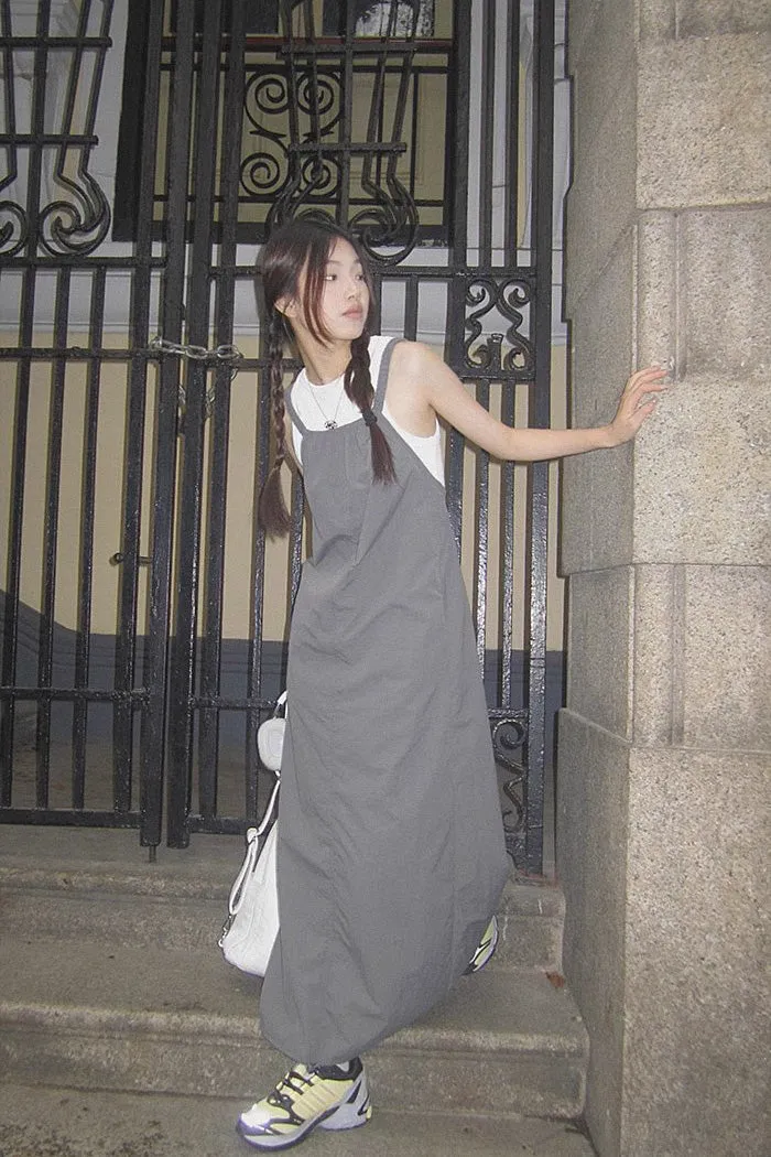 Korean A-line Long Skirt Suspender Dress
