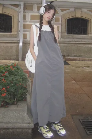Korean A-line Long Skirt Suspender Dress