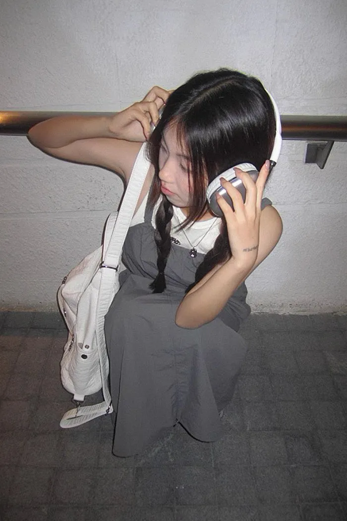 Korean A-line Long Skirt Suspender Dress