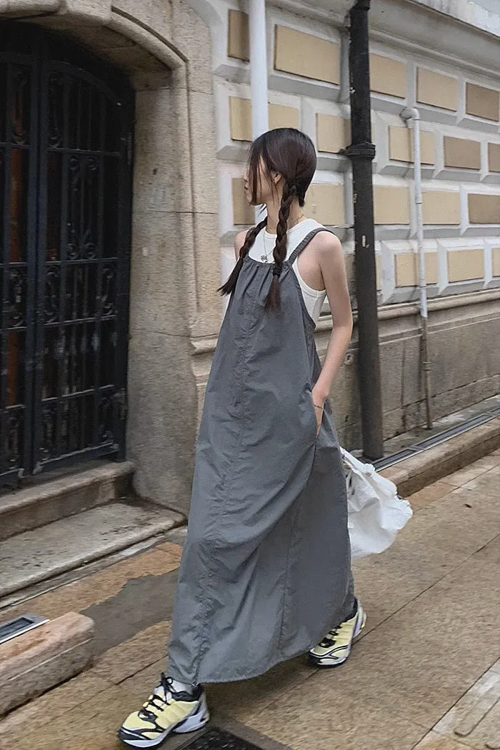 Korean A-line Long Skirt Suspender Dress