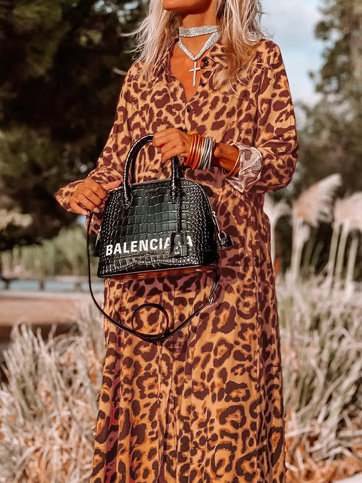 Krystal Leopard Buttoned Maxi Dress