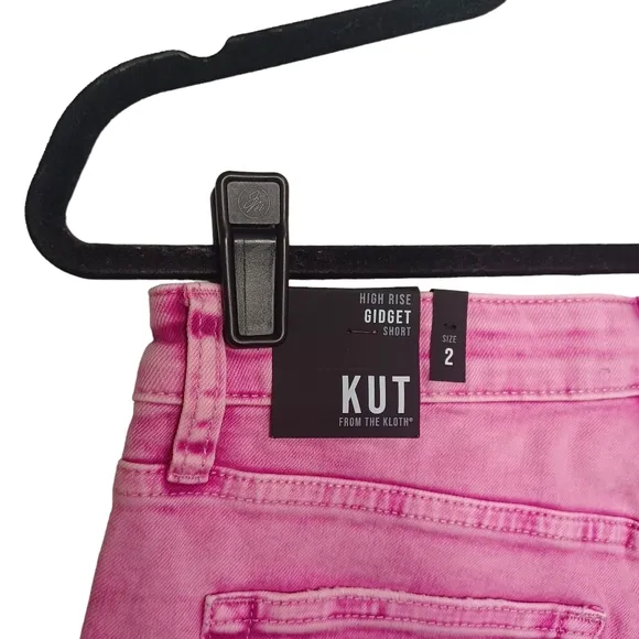 KUT FROM THE KLOTH Pink Stone Wash Gidget High Rise Denim Jean Shorts 2 XS NWT