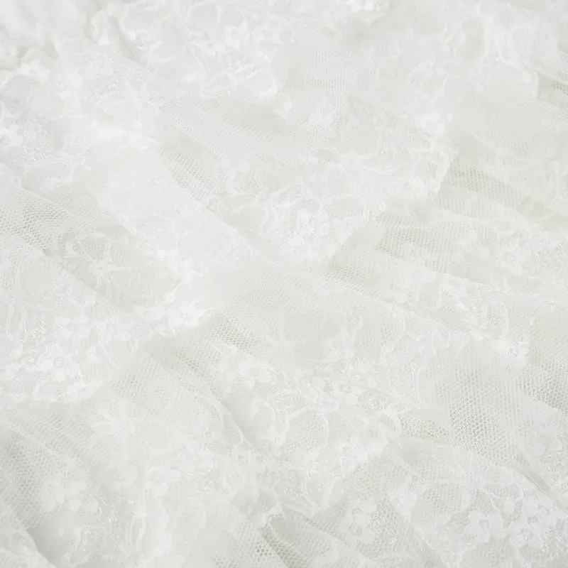 Lace A line ruched mini skirt