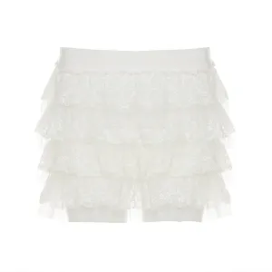 Lace A line ruched mini skirt