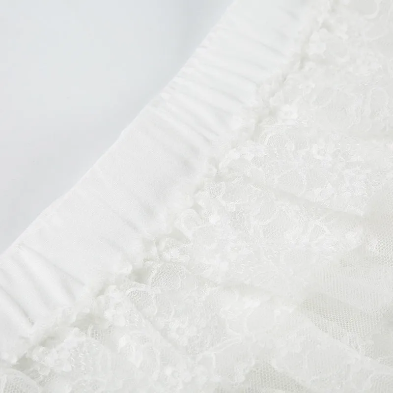 Lace A line ruched mini skirt