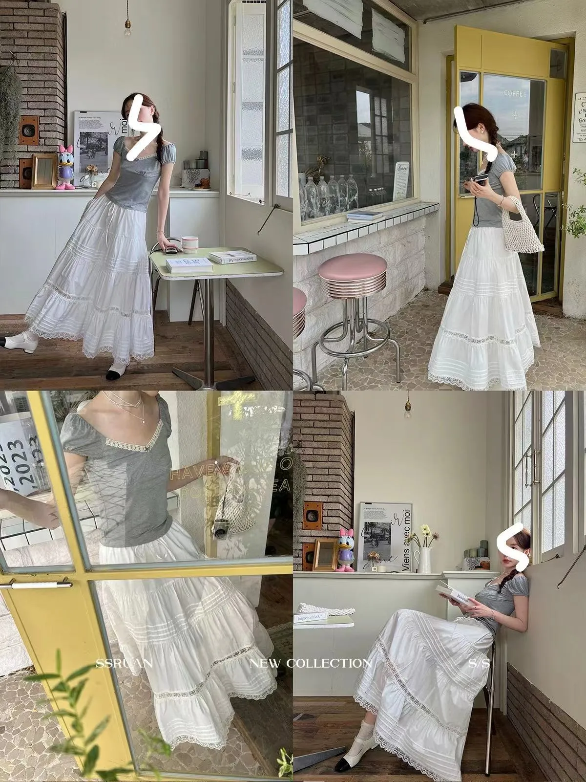 Lace A-line white skirt