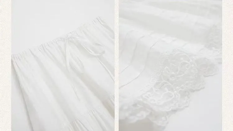 Lace A-line white skirt