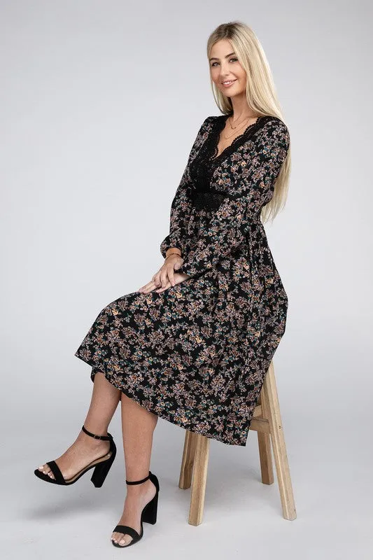 Lace Floral Print Dress