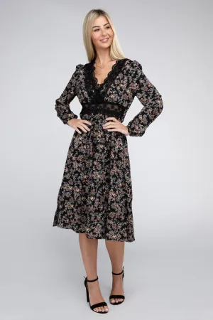 Lace Floral Print Dress