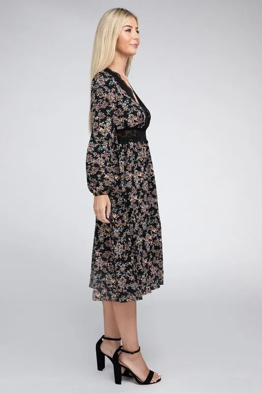 Lace Floral Print Dress