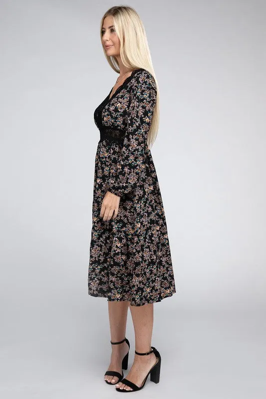 Lace Floral Print Dress