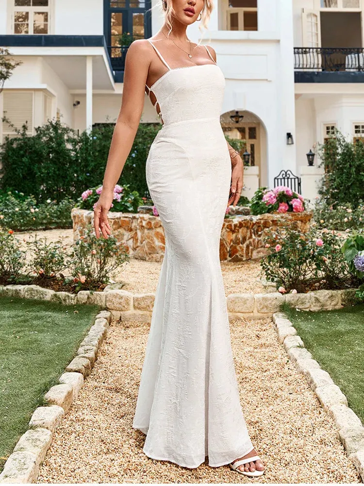 Lace Jacquard Double Layers Maxi Dress