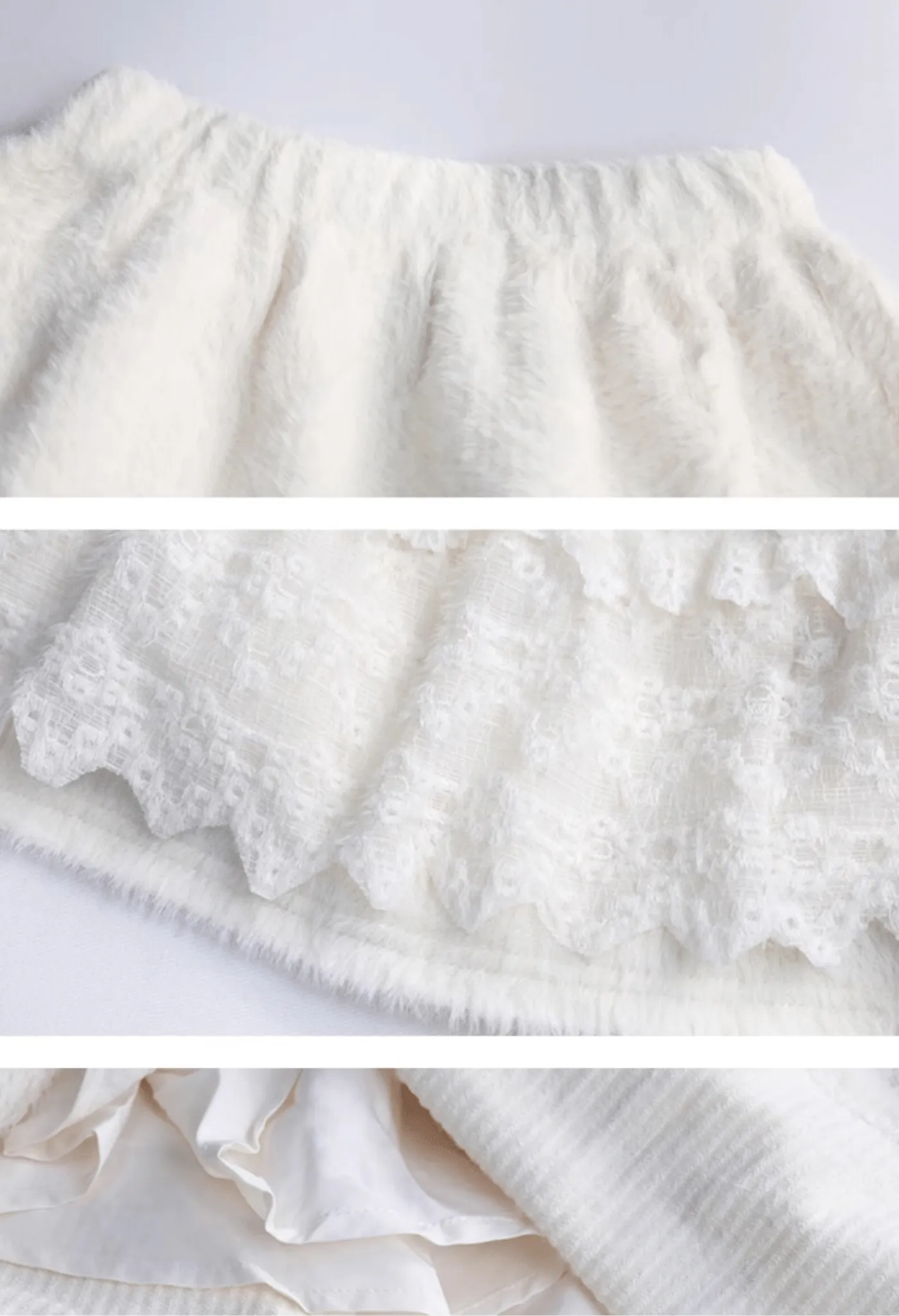 Lace-Panel A-Line Midi Cake Skirt