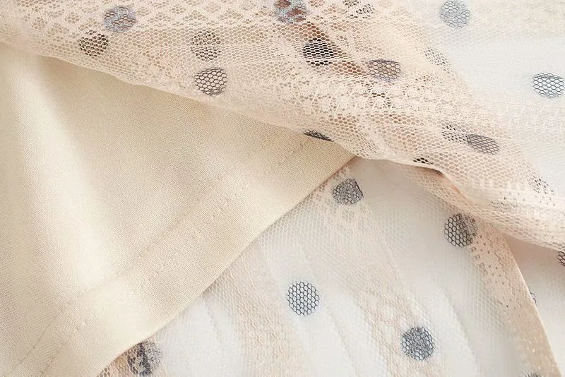 Lace Polka Dot Splicing Midi Floral Dresses