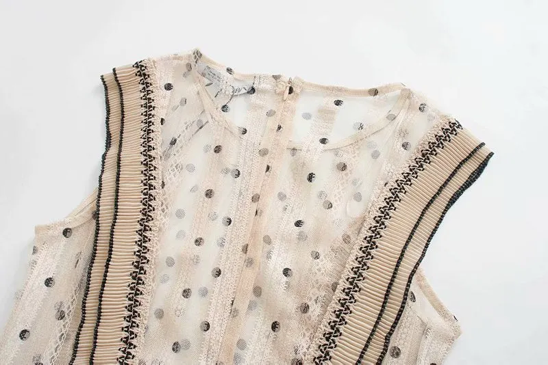 Lace Polka Dot Splicing Midi Floral Dresses