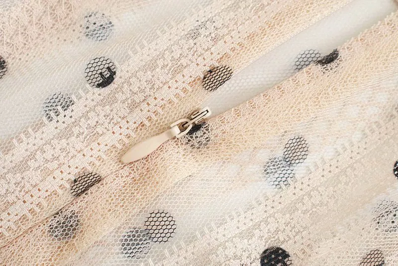 Lace Polka Dot Splicing Midi Floral Dresses