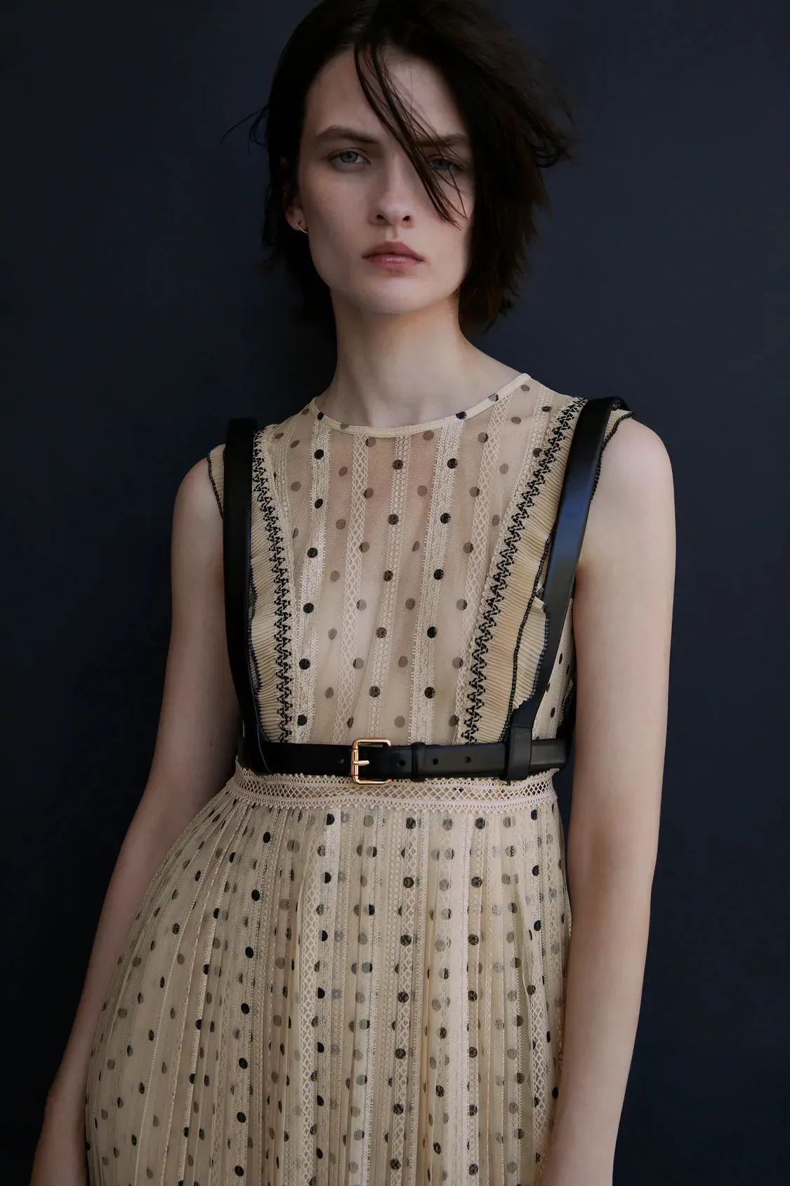 Lace Polka Dot Splicing Midi Floral Dresses