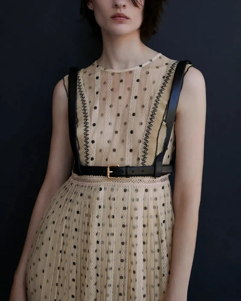 Lace Polka Dot Splicing Midi Floral Dresses
