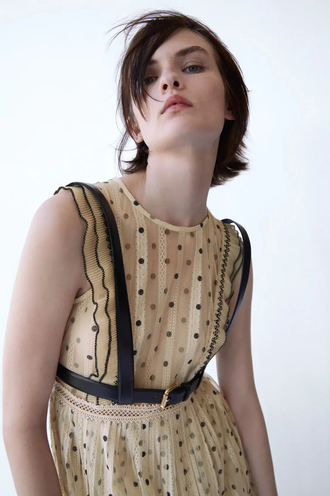 Lace Polka Dot Splicing Midi Floral Dresses