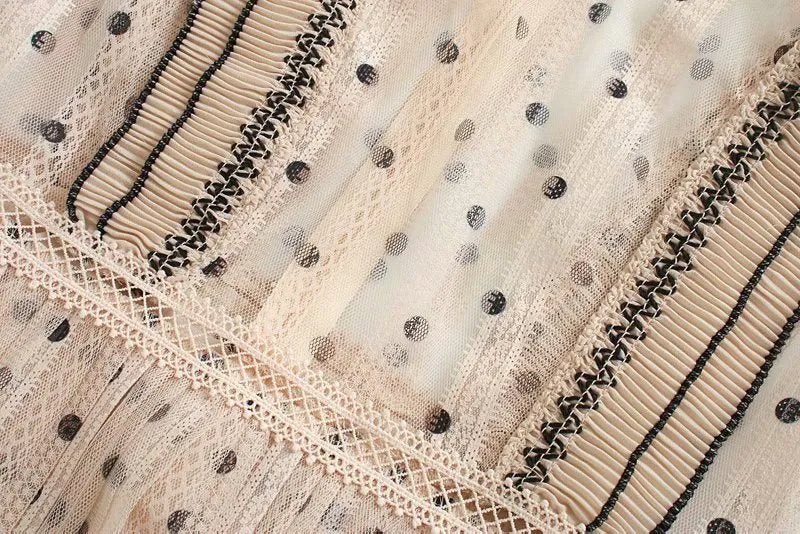 Lace Polka Dot Splicing Midi Floral Dresses