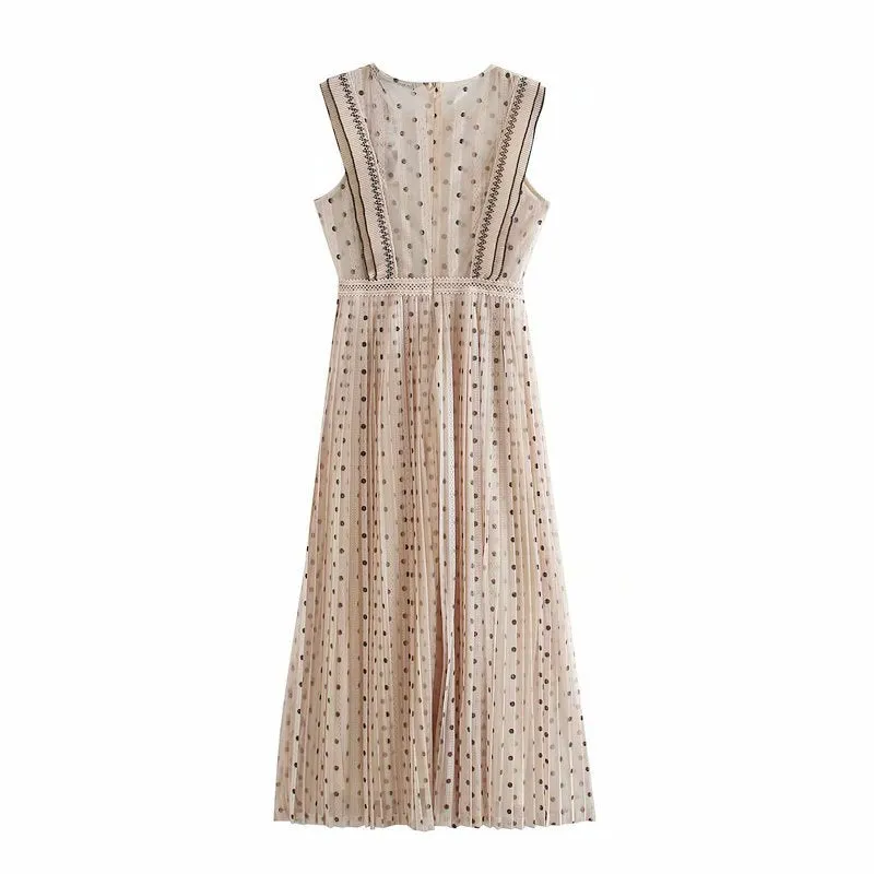 Lace Polka Dot Splicing Midi Floral Dresses