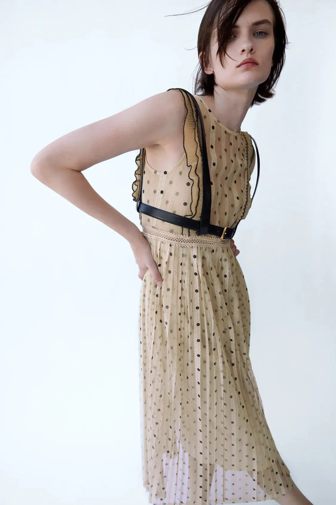 Lace Polka Dot Splicing Midi Floral Dresses
