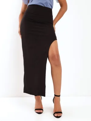 Ladies Asymmetrical Pencil Skirt - Black