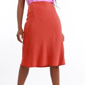 Ladies Satin A-Line Skirt - Rust