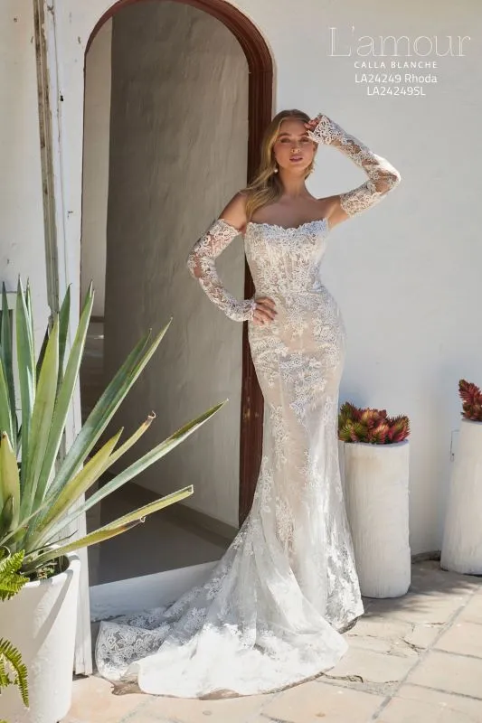 L'amour Size 16 LA24249 Rhoda Ivory/Ivory Gown