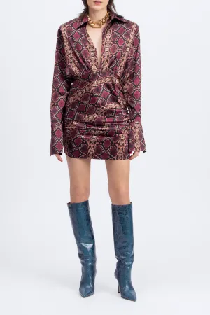 LANA DRAPED SILK-SATIN MINI DRESS