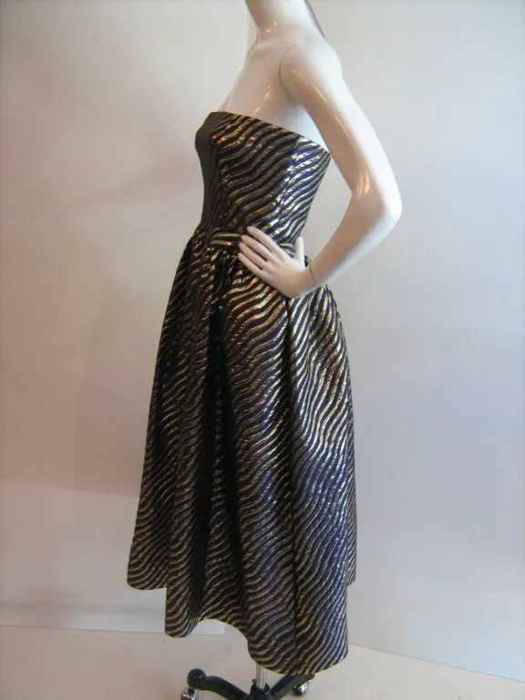 LANVIN Purple and Gold Lurex Silk Cocktail Dress and Wrap