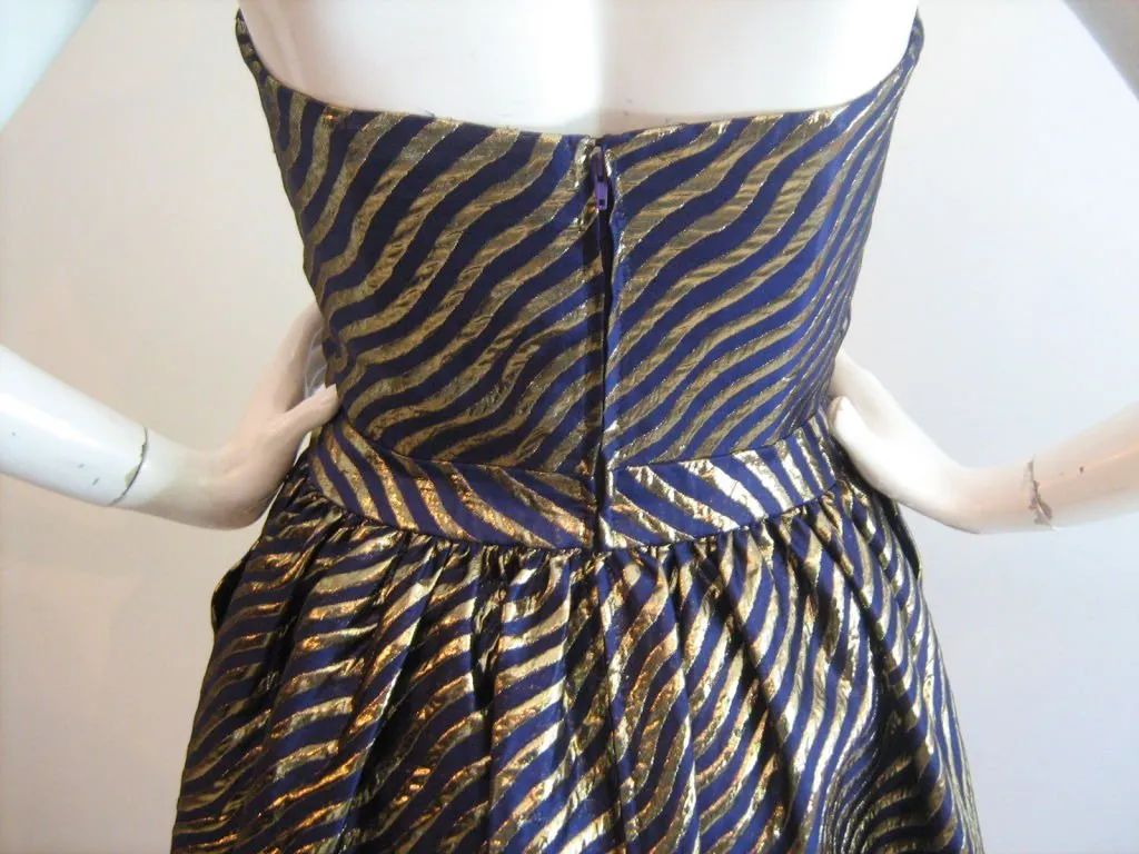 LANVIN Purple and Gold Lurex Silk Cocktail Dress and Wrap