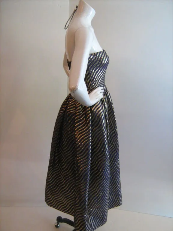 LANVIN Purple and Gold Lurex Silk Cocktail Dress and Wrap