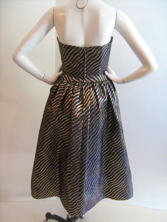 LANVIN Purple and Gold Lurex Silk Cocktail Dress and Wrap