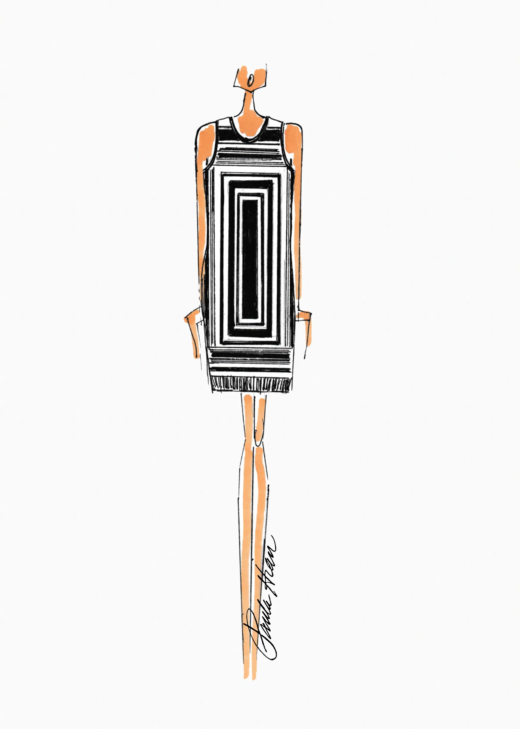 Lasalle - Sleeveless Tank Dress with Modern Geometric Design
