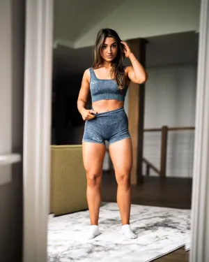Lena Faded Blue Seamless Sports Bra