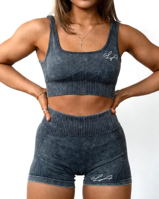 Lena Faded Blue Seamless Sports Bra