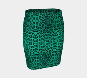 Leopard Mint Pencil Skirt